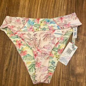 LovrShackFancy Hurley Hi Waist Reversible Cheeky Swim bottom Hawaiian Hibiscus L